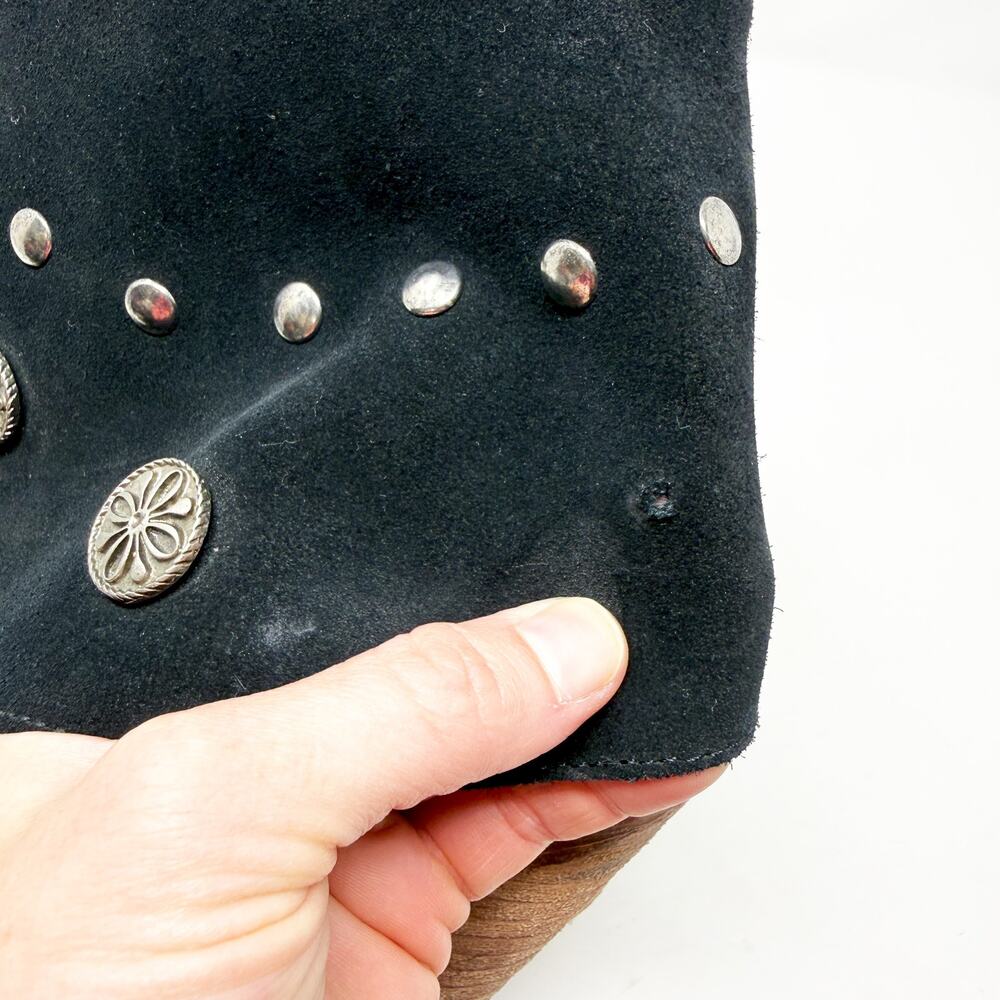 Justin X Reba Black Leather & Suede Western Ankle Boots Women's Size 9 - Picture 7 of 9